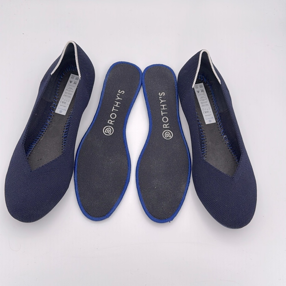 Rothy’s‎ - women’s The flat travel ballet knit shoes navy blue size 8.5 - Picture 8 of 9